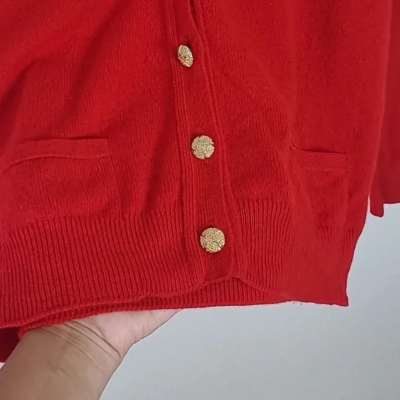 The Scotch House Red Cardigan Sweater 100% Wool Size L - Picture 4 of 9